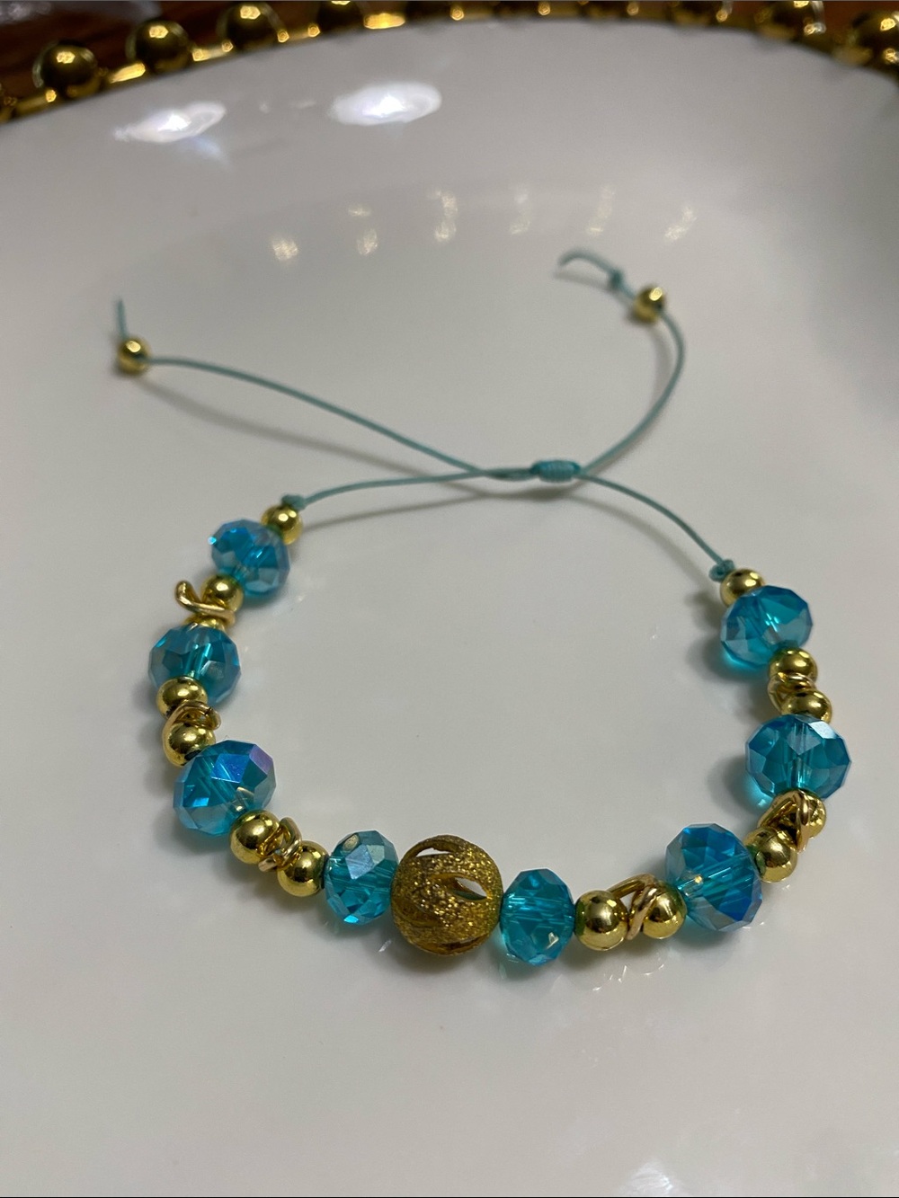 Adjustable Crystal & Filigree Bracelet